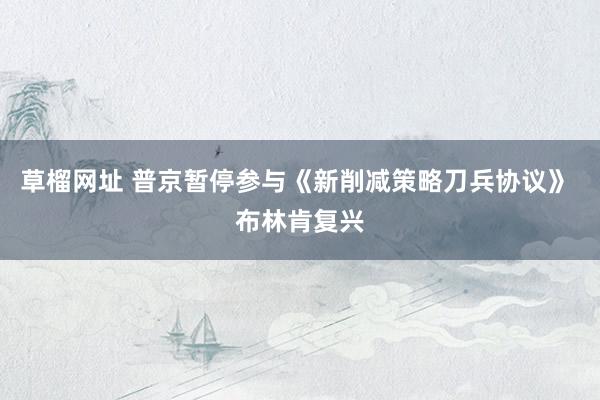 草榴网址 普京暂停参与《新削减策略刀兵协议》 布林肯复兴