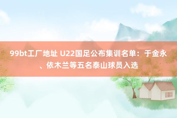 99bt工厂地址 U22国足公布集训名单：于金永、依木兰等五名泰山球员入选