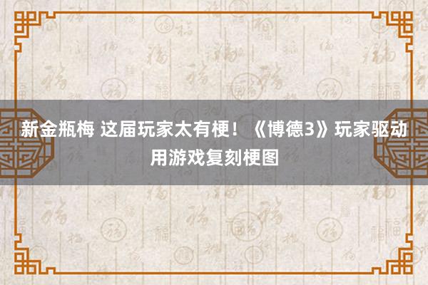 新金瓶梅 这届玩家太有梗！《博德3》玩家驱动用游戏复刻梗图
