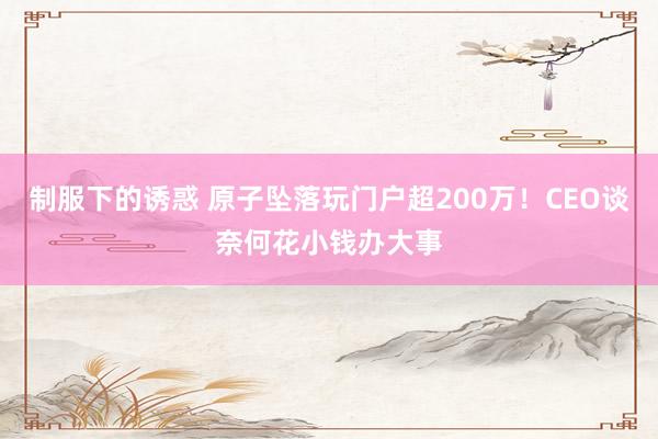 制服下的诱惑 原子坠落玩门户超200万！CEO谈奈何花小钱办大事