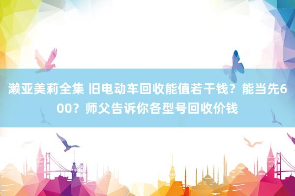 濑亚美莉全集 旧电动车回收能值若干钱？能当先600？师父告诉你各型号回收价钱