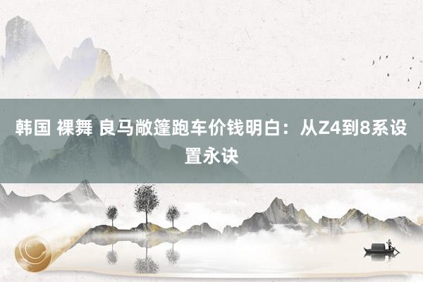 韩国 裸舞 良马敞篷跑车价钱明白：从Z4到8系设置永诀