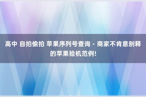 高中 自拍偷拍 苹果序列号查询 - 商家不肯意剖释的苹果验机范例!