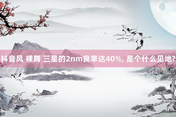 抖音风 裸舞 三星的2nm良率达40%, 是个什么见地?