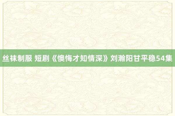 丝袜制服 短剧《懊悔才知情深》刘瀚阳甘平稳54集