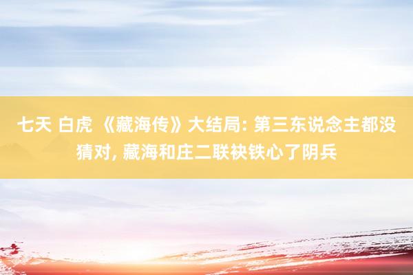 七天 白虎 《藏海传》大结局: 第三东说念主都没猜对, 藏海和庄二联袂铁心了阴兵