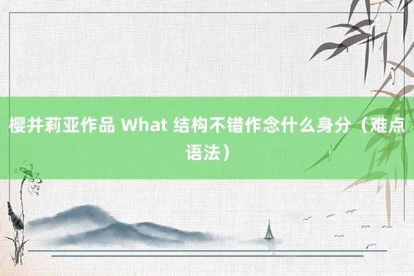 樱井莉亚作品 What 结构不错作念什么身分（难点语法）