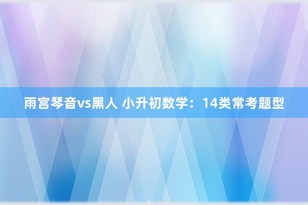 雨宫琴音vs黑人 小升初数学：14类常考题型