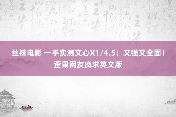 丝袜电影 一手实测文心X1/4.5：又强又全面！歪果网友疯求英文版